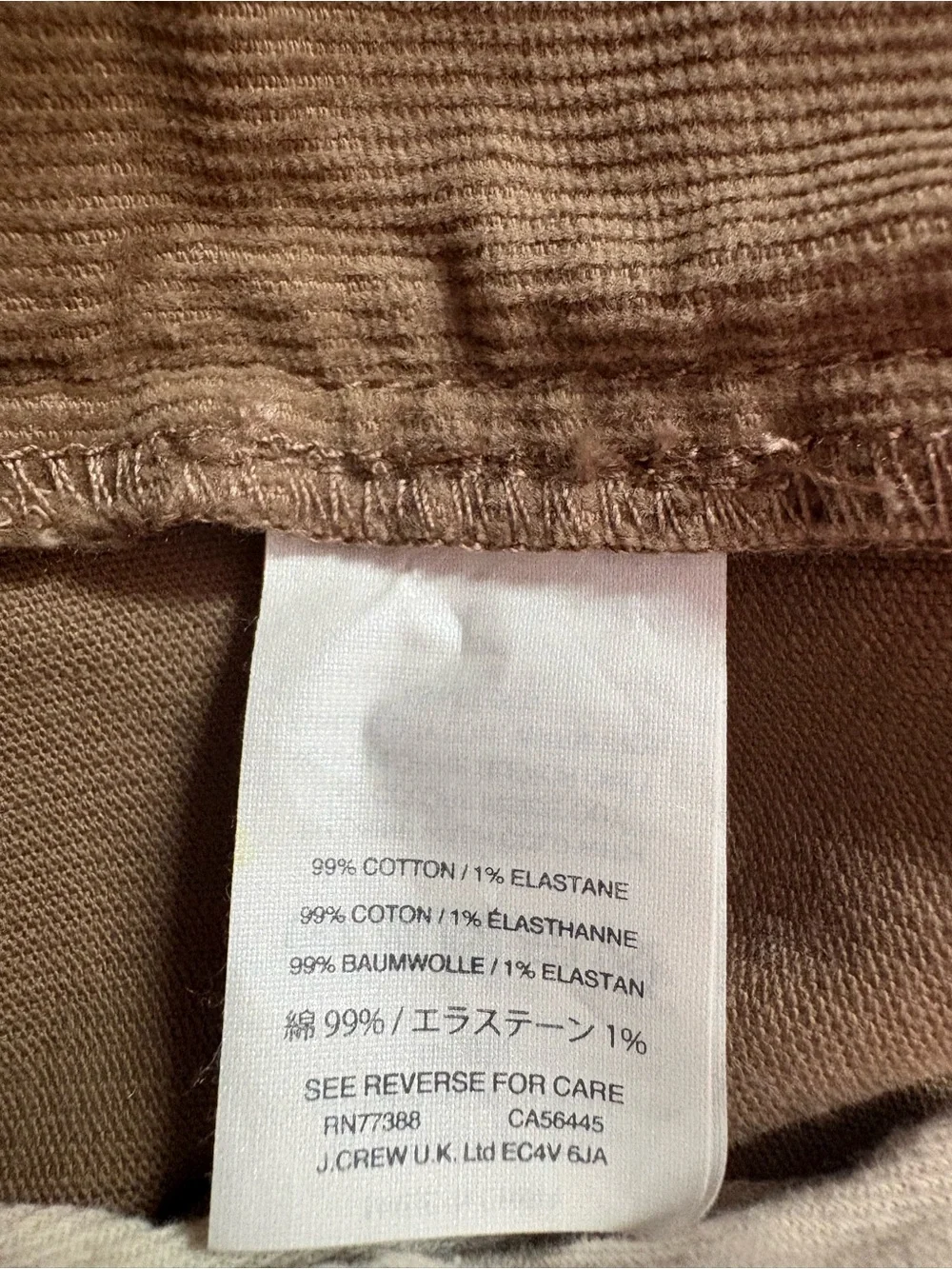 J.Crew 484 Slim Fit Corduroy Pants Men's 30x32 Brown Tan 5-Pocket Cords
